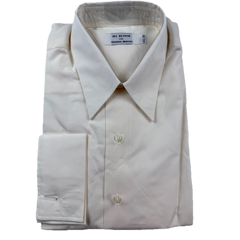 IKE BEHAR Neiman Marcus Cotton Button Up Shirt Size 16.5 - 35 Vanilla Ivory NWT